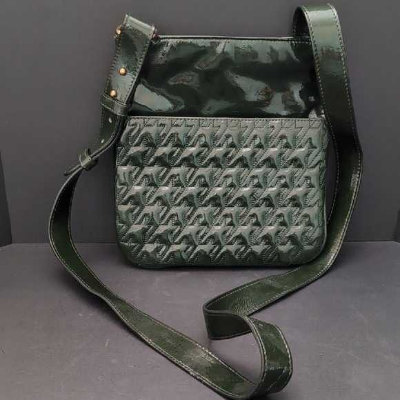 Jaeger Elegant Olive Green Patent Leather Shoulder Bag. - Picture 1 of 13
